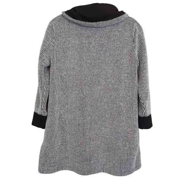 Ali Miles Striped Black White Cowl‎ Neck Tunic with pockets and 3/4 Sleeves Sz M - Picture 14 of 14